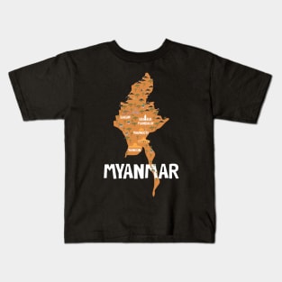 Myanmar Illustrated Map Kids T-Shirt